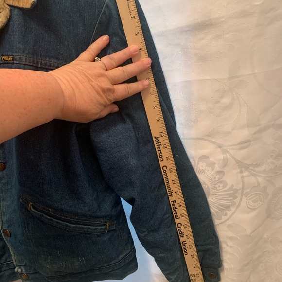 Vintage Sherpa lined corduroy collar wrangler made USA size vintage 42 - Picture 9 of 16